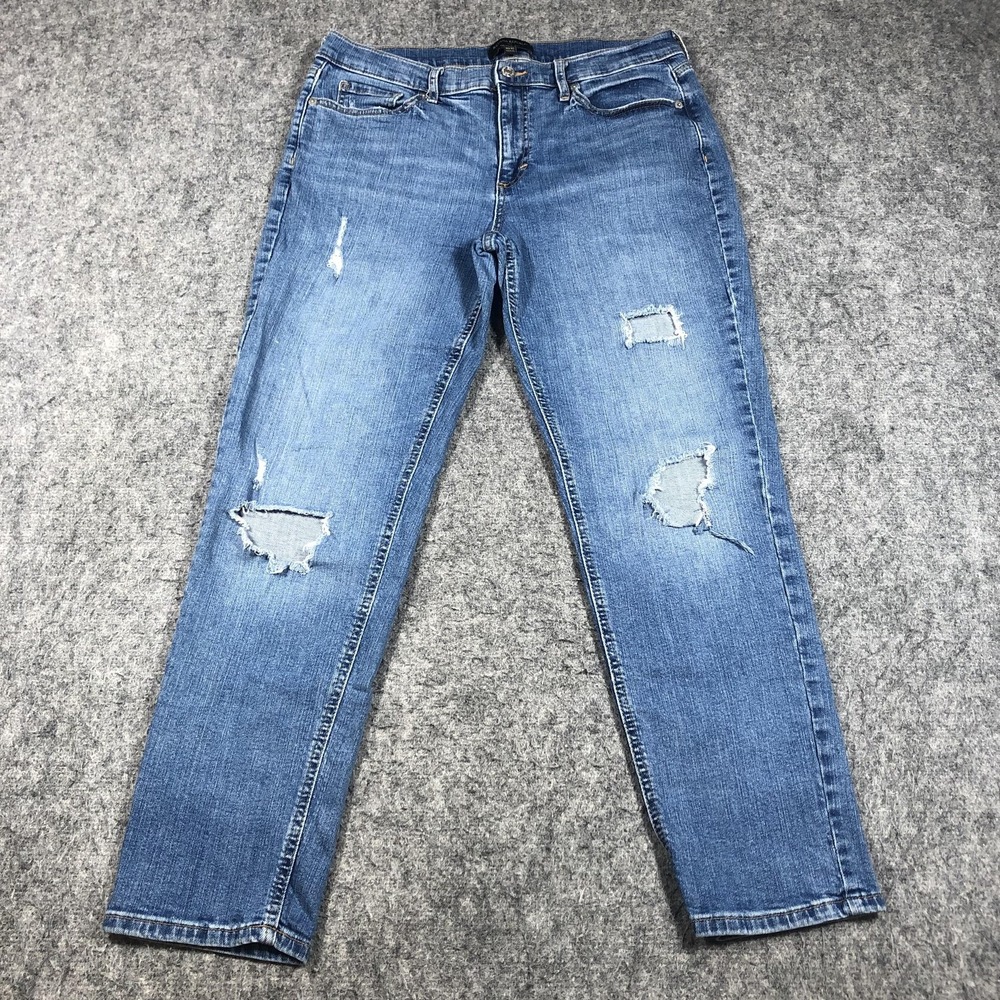 Banana Republic Girlfriend Jeans Womens 30/10 Medium Wash Distressed Tapered